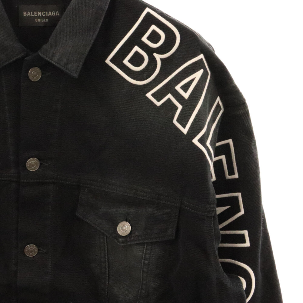 BALENCIAGA(バレンシアガ) 23AW Large Fit Jacket(BLACK) ロゴ ヴィンテージ加工 デニムジャケット Gジャン 767949 TNW11 ブラック