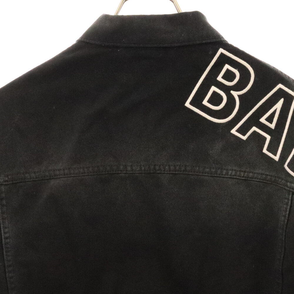 BALENCIAGA(バレンシアガ) 23AW Large Fit Jacket(BLACK) ロゴ ヴィンテージ加工 デニムジャケット Gジャン 767949 TNW11 ブラック
