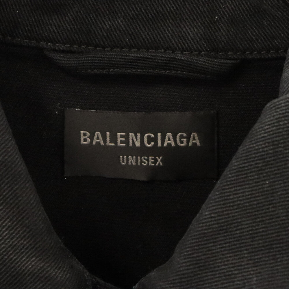 BALENCIAGA(バレンシアガ) 23AW Large Fit Jacket(BLACK) ロゴ ヴィンテージ加工 デニムジャケット Gジャン 767949 TNW11 ブラック