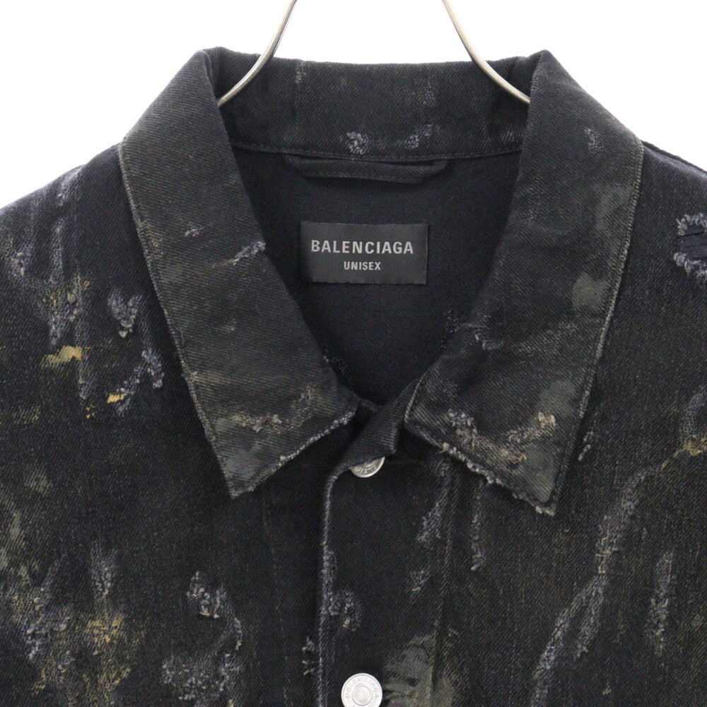 BALENCIAGA(バレンシアガ) 23SS SUPER DESTROYED DENIM JACKET スーパーデストロイドデニムジャケット ブラック 748022 TBP47