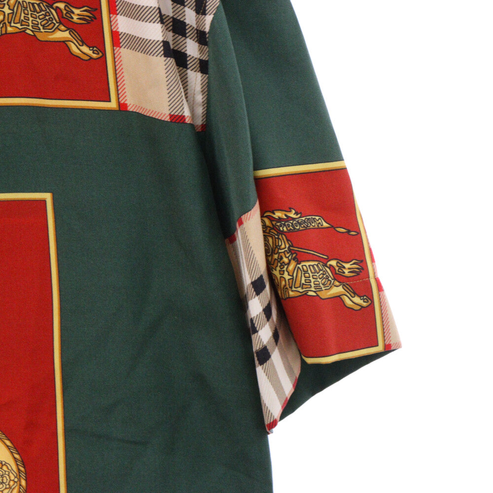 BURBERRY(バーバリー) アーカイブスカーフプリント シルク100% オープンカラー半袖シャツ マルチカラー 8001281