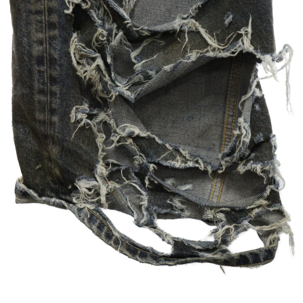BALENCIAGA(バレンシアガ) 23SS 745248 TNW01 スーパーデストロイ加工ラージフィットバギーデニムパンツ インディゴ