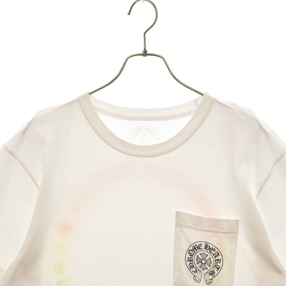 CHROME HEARTS(クロムハーツ) CH T-SHRT 1 ポケット付き グラデーションサークルロゴプリント半袖Tシャツ ホワイト