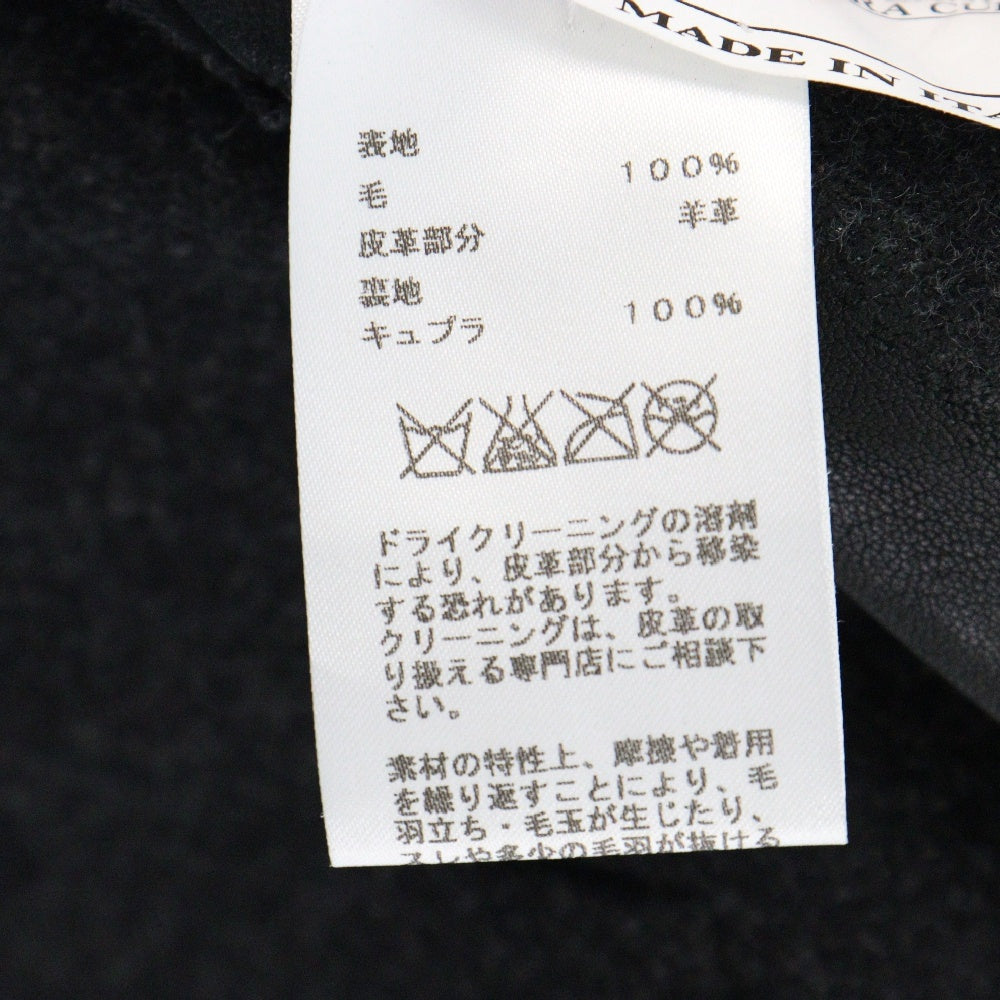 HERMES(エルメス) ラフェル 袖 レザー切替し ウールチェスターコート ブラック