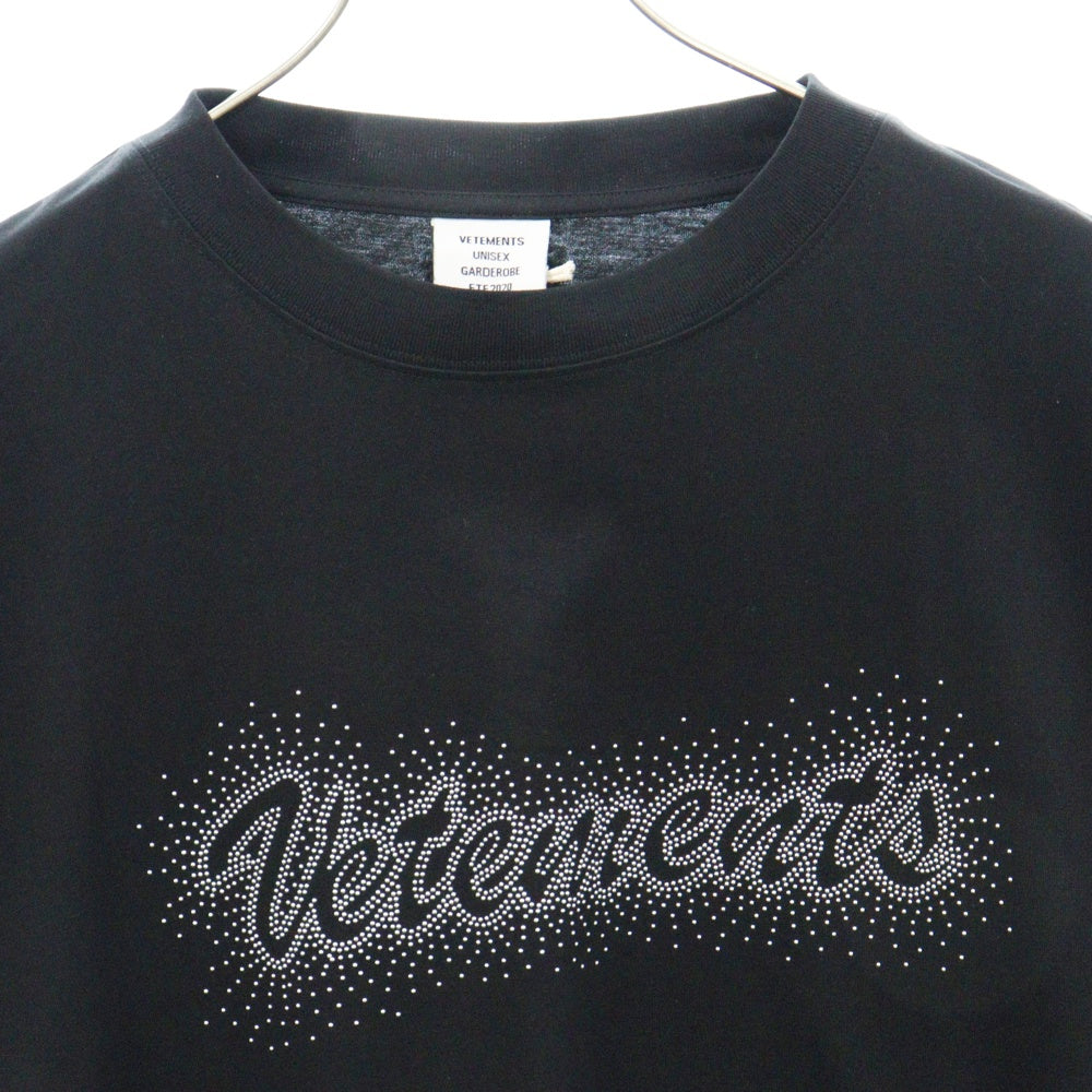 VETEMENTS(ヴェトモン) 20SS ロゴスタッズ オーバーサイズ クルーネック 半袖Tシャツ ブラック SS20TR420