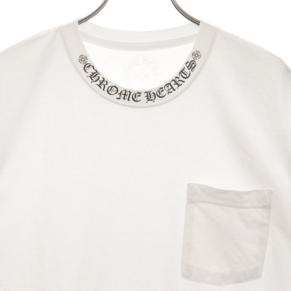 CHROME HEARTS(クロムハーツ) CH T-SHRT 1 ネックロゴプリント 半袖カットソーTシャツ ホワイト/ブラック