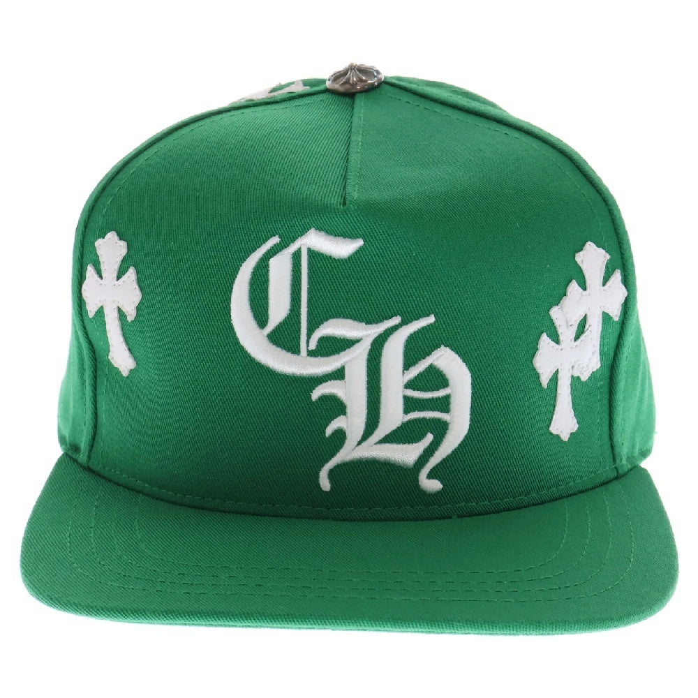 CHROME HEARTS(クロムハーツ) HAT 5 PANEL CAP BSBL セメタリークロスパッチ ベースボールキャップ 帽子 グリーン/ホワイト