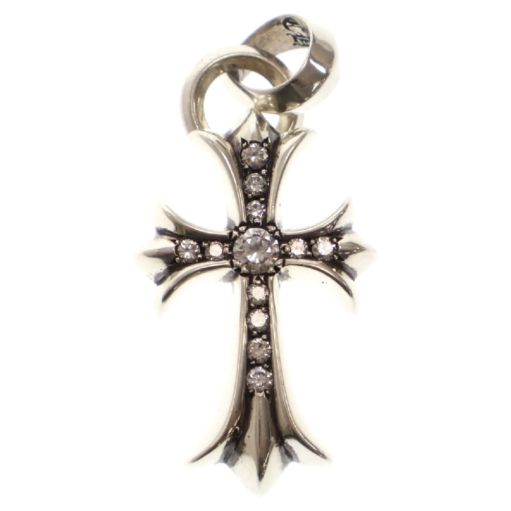 CHROME HEARTS(クロムハーツ) CH CRS SML WBALE PD スモールCHクロス ベイル アフターPAVEダイヤ Wベイル ネックレストップ シルバー
