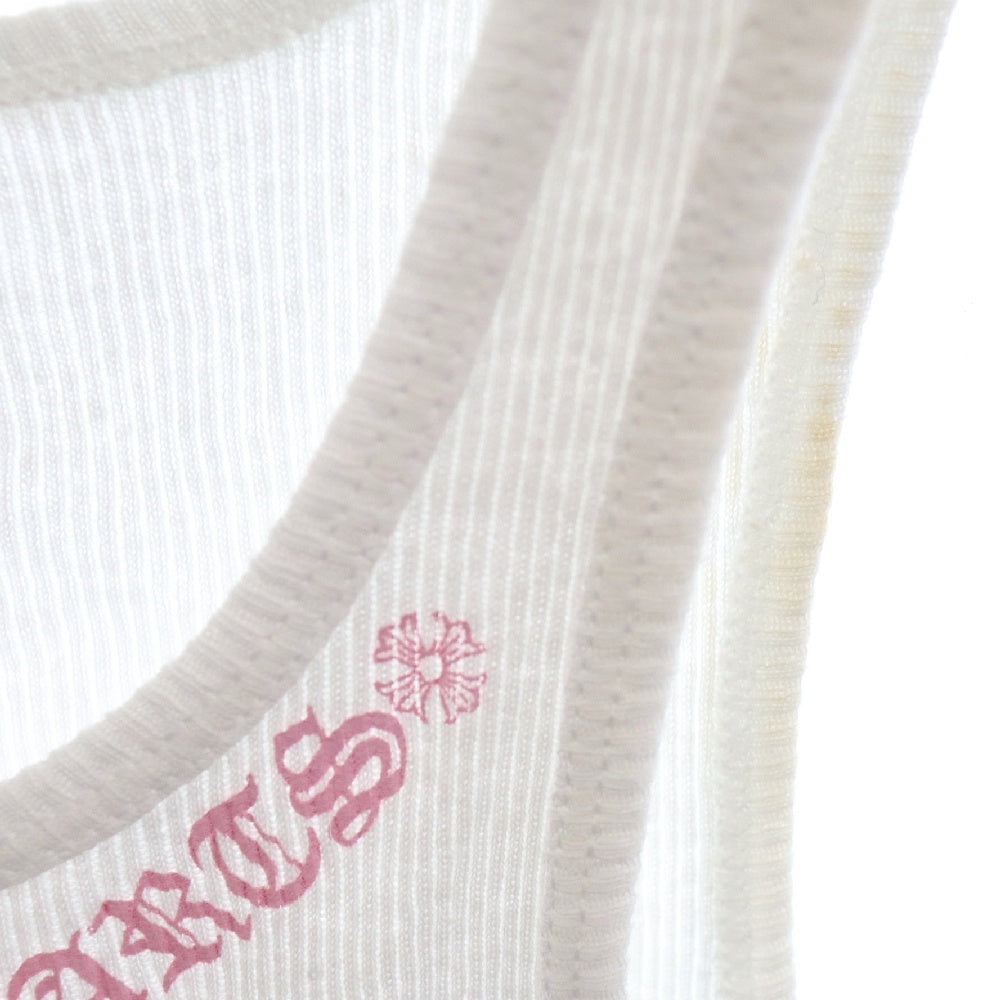 CHROME HEARTS(クロムハーツ) LOVEYOU PRINT TANK TOP フロント バック プリント タンクトップ ホワイト/ピンク