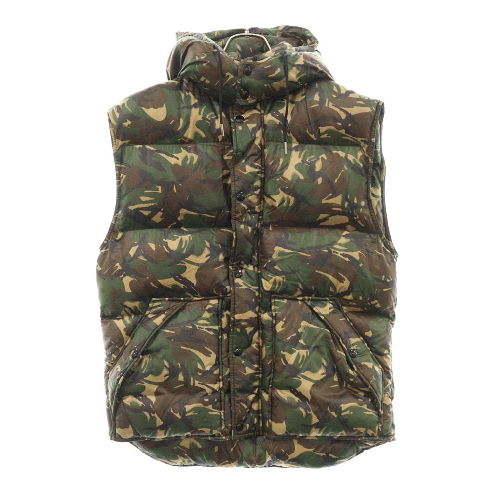 CELINE(セリーヌ) 21FW CAMOUFLAGE HOODED PUFFER VEST カモフラージュ フーデッド パファー ベスト グリーン/ブラウン 2W425061O