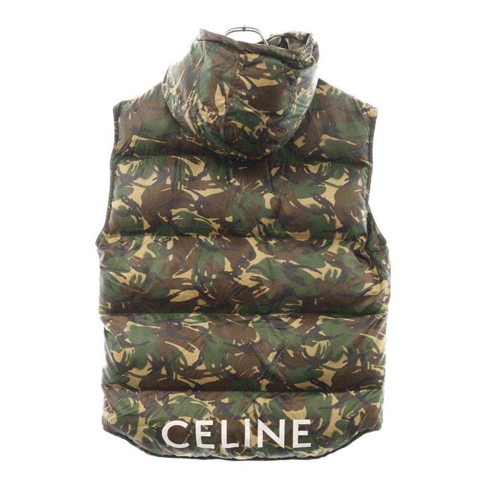 CELINE(セリーヌ) 21FW CAMOUFLAGE HOODED PUFFER VEST カモフラージュ フーデッド パファー ベスト グリーン/ブラウン 2W425061O
