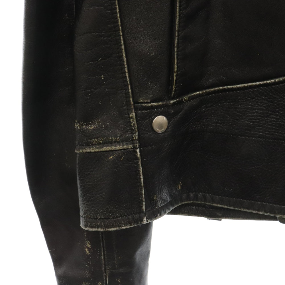 SAINT LAURENT PARIS(サンローランパリ) L01 ヴィンテージ加工 ダブルライダース レザージャケット ブラック 397290 Y5QD1