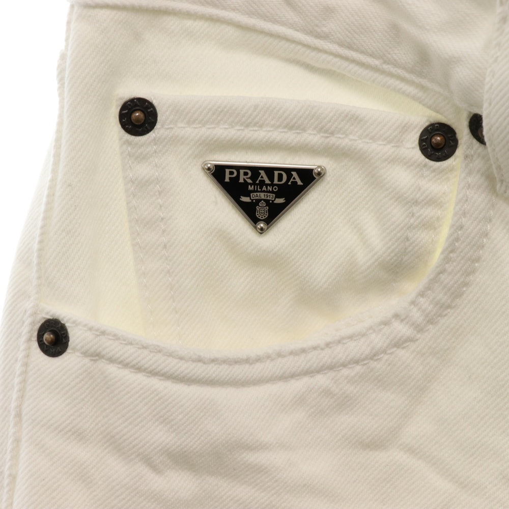 PRADA(プラダ) 23AW ホワイト 5ポケットデニム ジーンズ 三角プレート デニムパンツ GEP351 S231 12PA ホワイト
