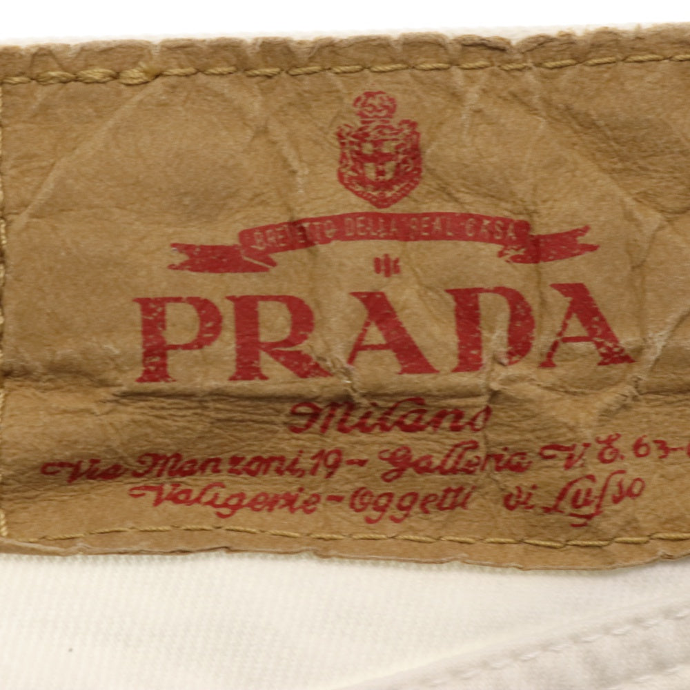 PRADA(プラダ) 23AW ホワイト 5ポケットデニム ジーンズ 三角プレート デニムパンツ GEP351 S231 12PA ホワイト