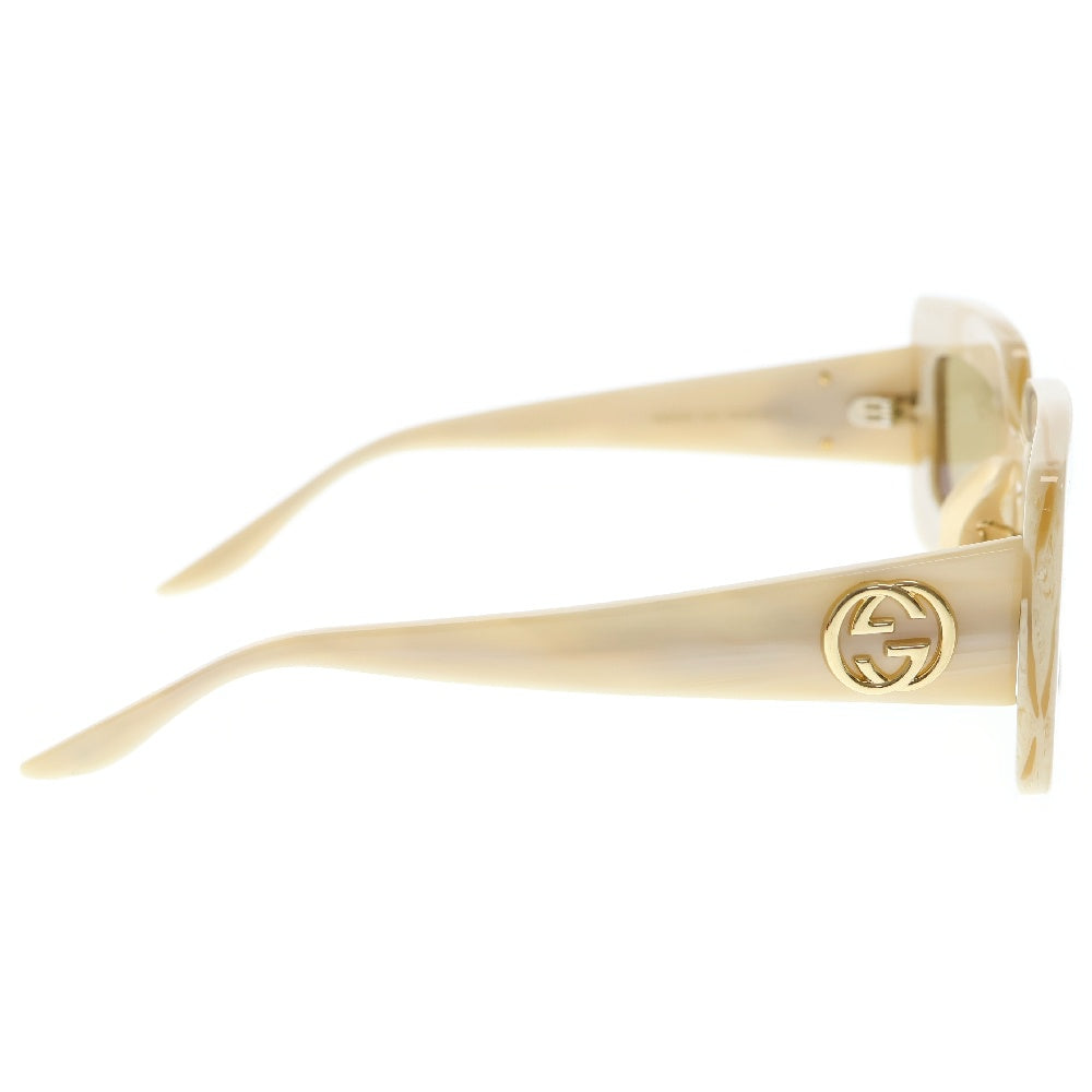 GUCCI(グッチ) レクタングルフレーム カラーレンズ サイドGGロゴ サングラス アイボリー GG0974S ※度入り