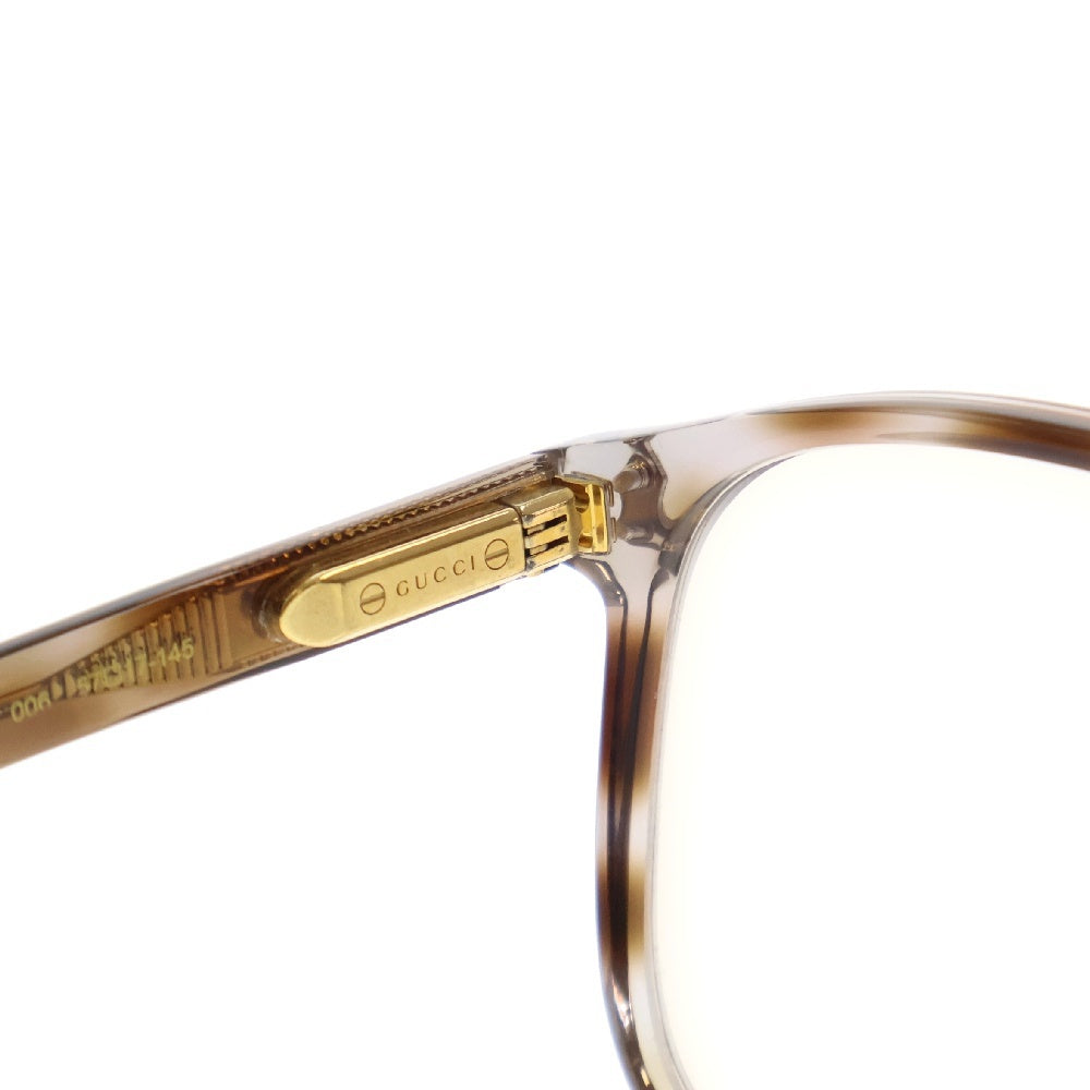 GUCCI(グッチ) ウェリントン サイドロゴ入り クリアレンズ サングラス メガネ ブラウン GG1041S ※度入り