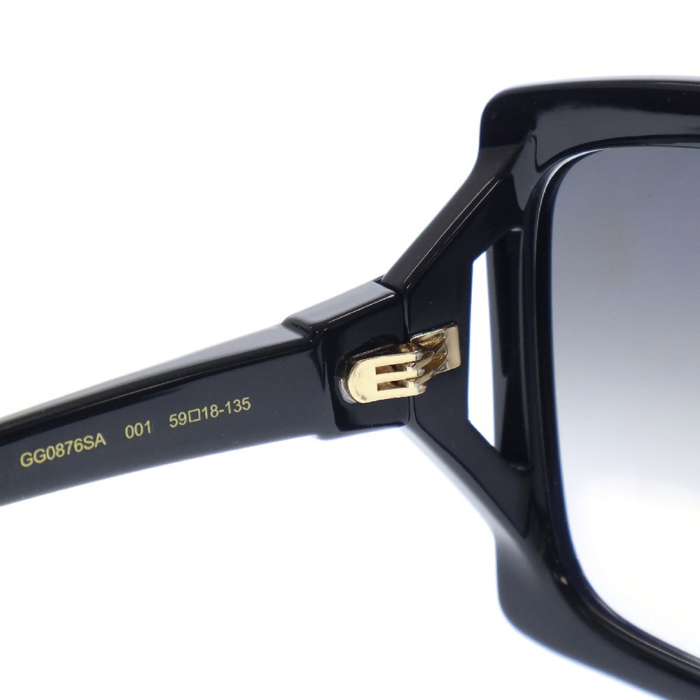GUCCI(グッチ) サイドGGロゴ入り ラウンド型 ブラックフレーム サングラス GG0876SA ※度入り