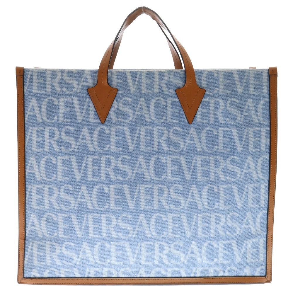 VERSACE(ヴェルサーチ) ロゴ総柄 2WAYショルダーバッグ トートバッグ ブラウン 1008913