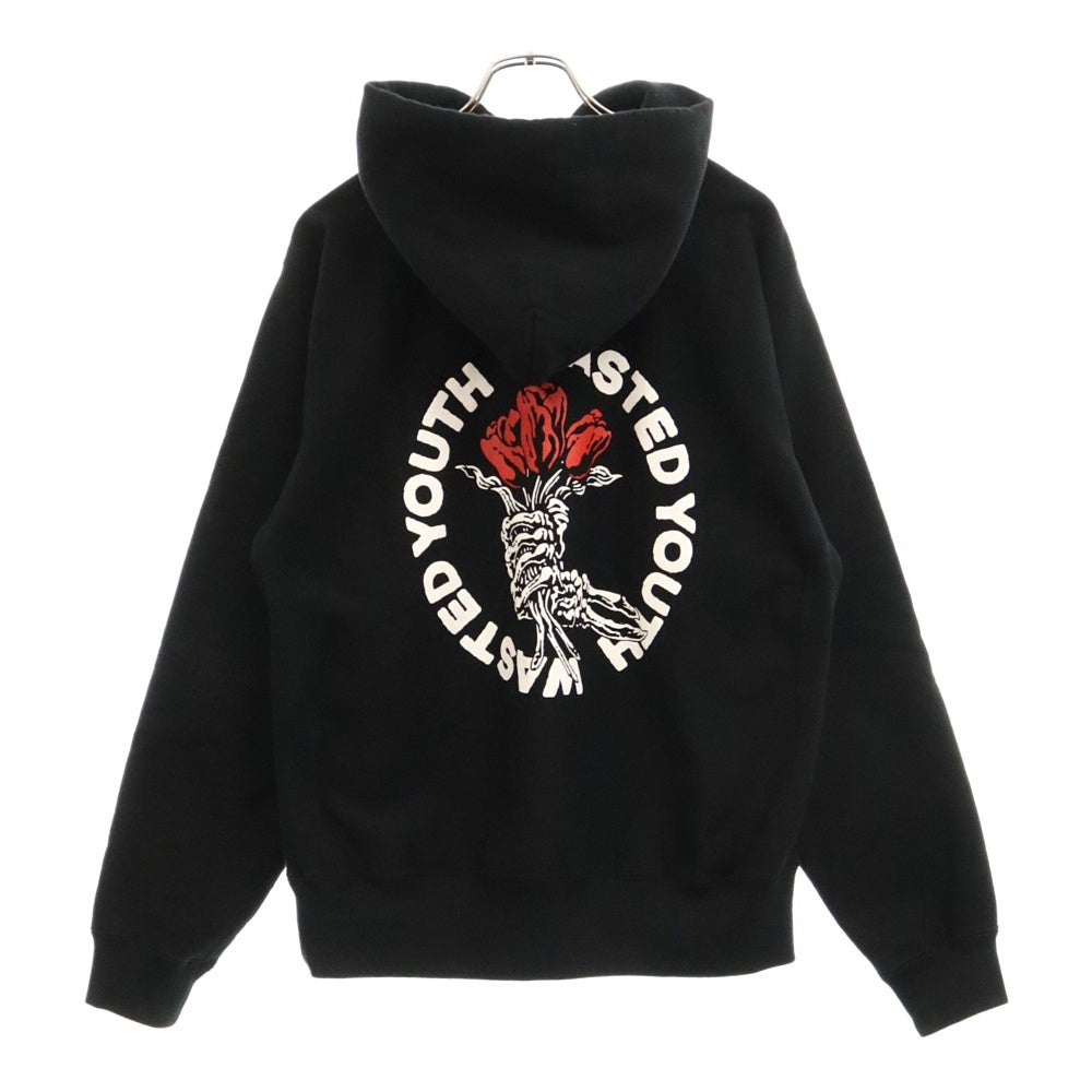 WASTED YOUTH(ウェイステッドユース) 24SS デザインプリント プルオーバーパーカー ブラック