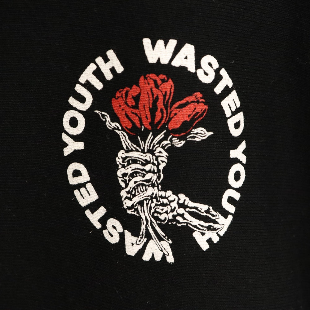 WASTED YOUTH(ウェイステッドユース) 24SS デザインプリント プルオーバーパーカー ブラック