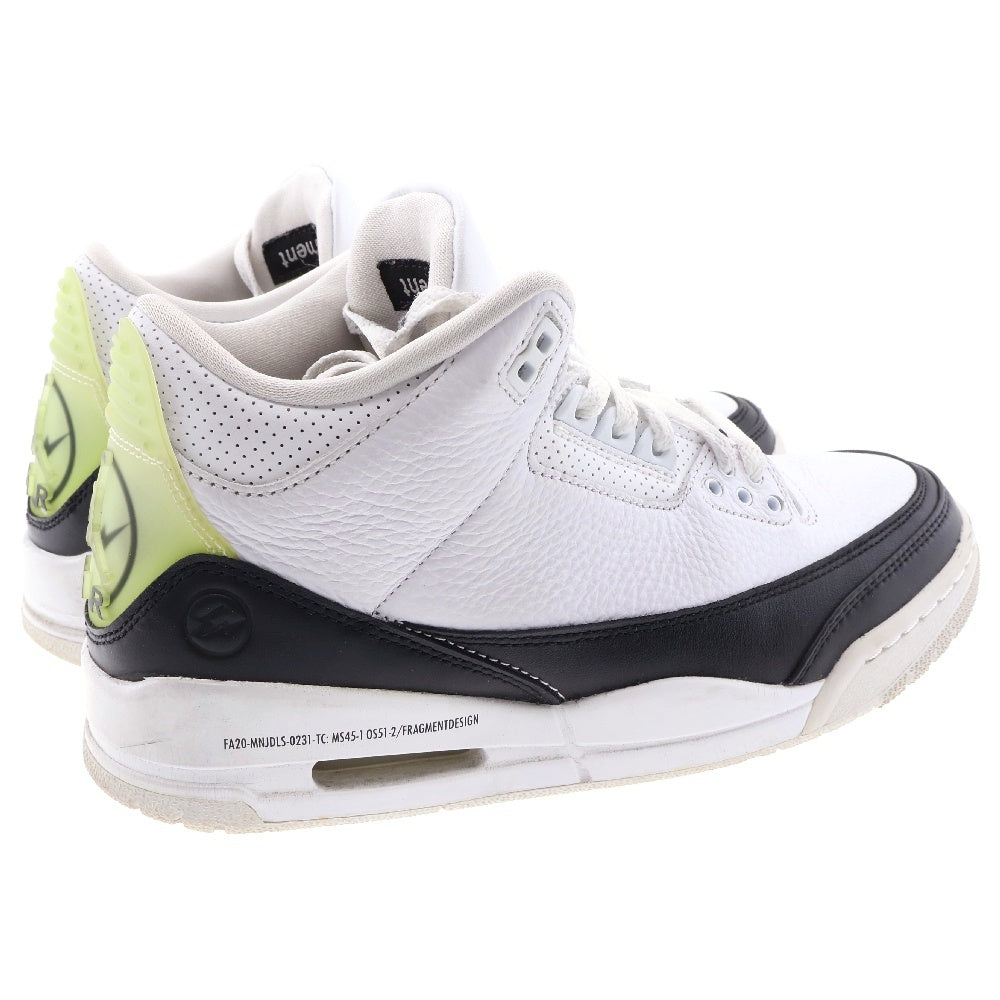 NIKE(ナイキ) ×fragment design AIR JORDAN3 RETRO SP DA3595-100 フラグメントデザイン エアジョーダン3 ミッドカットスニーカー ホワイト/ブラック US7/25cm