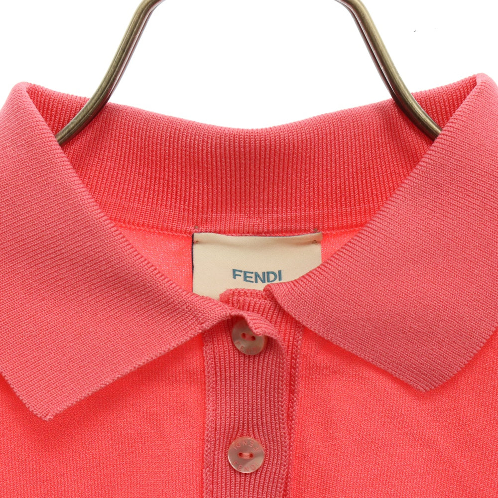 FENDI(フェンディ) ロゴジャガード ニット半袖ポロシャツ レディース キッズサイズ ピンク JFG127 AMII 12A