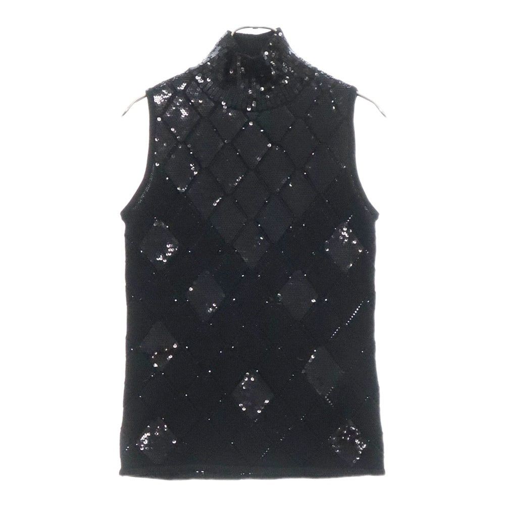 EMPORIO ARMANI(エンポリオアルマーニ) スパンコール ハイネック ノースリーブニット レディース 6K2KT1 2M21Z ブラック