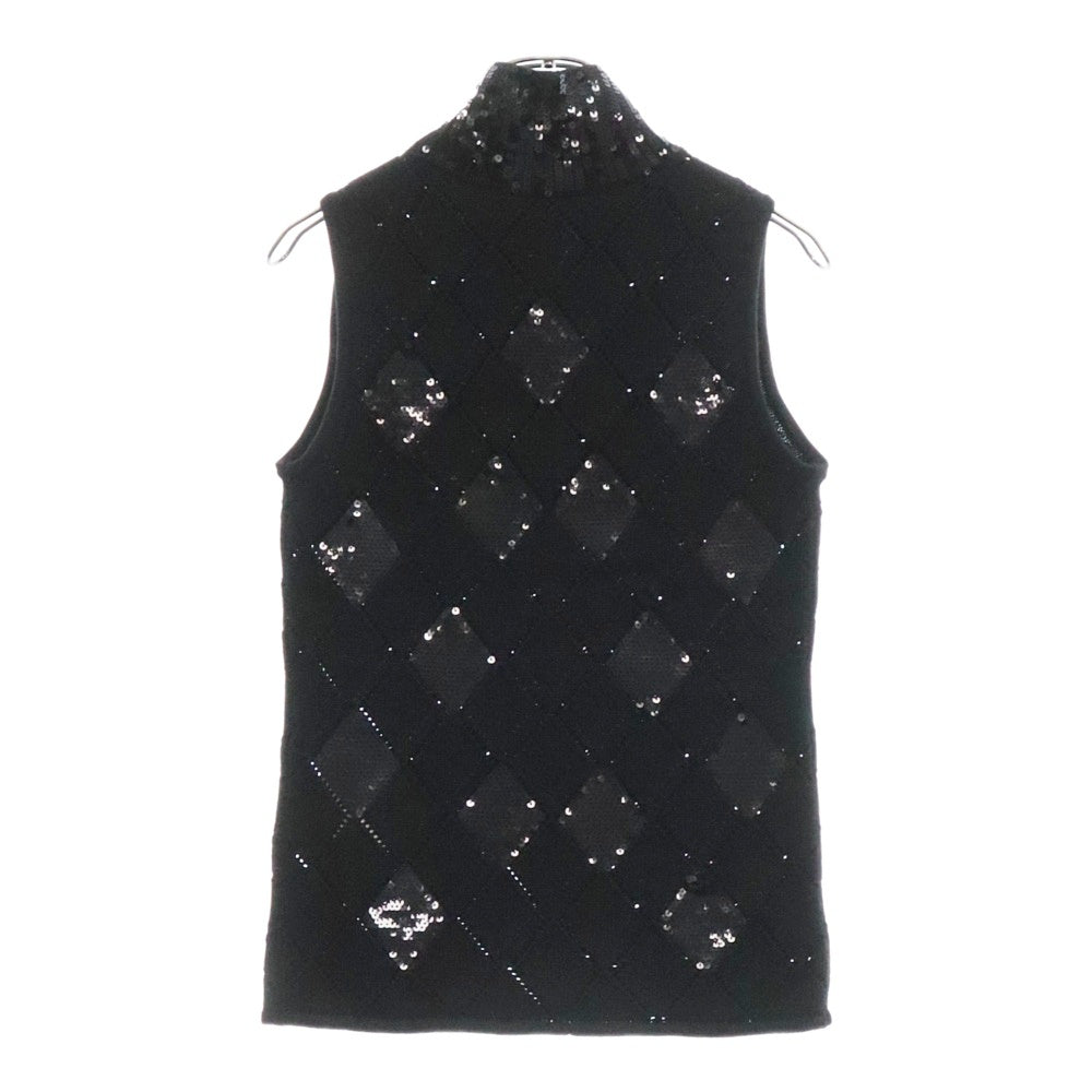 EMPORIO ARMANI(エンポリオアルマーニ) スパンコール ハイネック ノースリーブニット レディース 6K2KT1 2M21Z ブラック