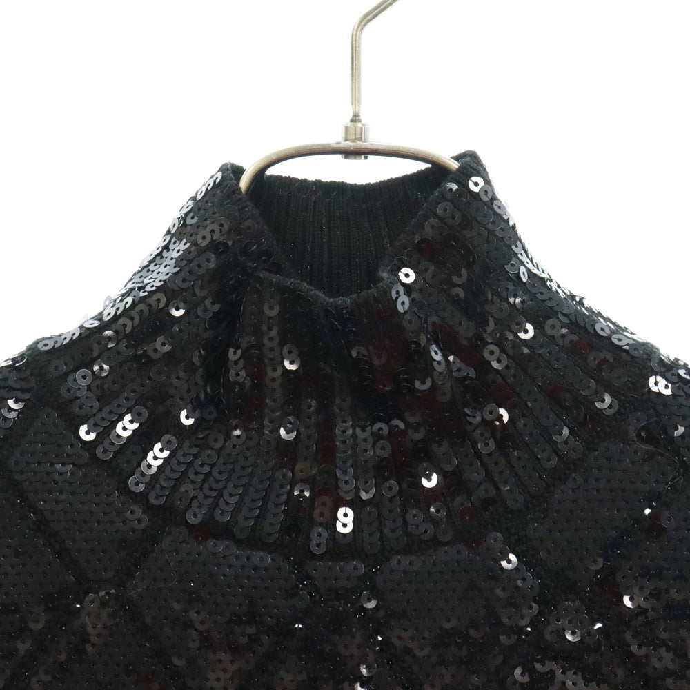 EMPORIO ARMANI(エンポリオアルマーニ) スパンコール ハイネック ノースリーブニット レディース 6K2KT1 2M21Z ブラック