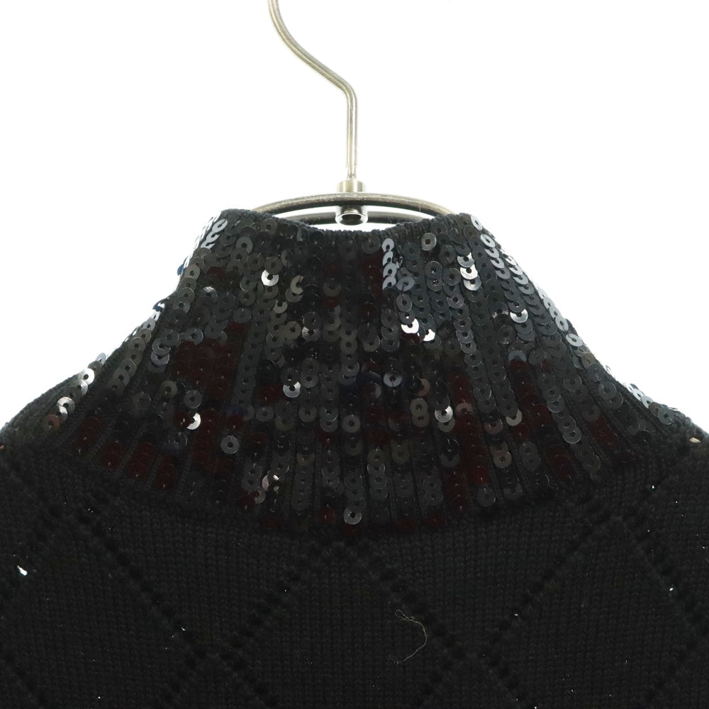 EMPORIO ARMANI(エンポリオアルマーニ) スパンコール ハイネック ノースリーブニット レディース 6K2KT1 2M21Z ブラック