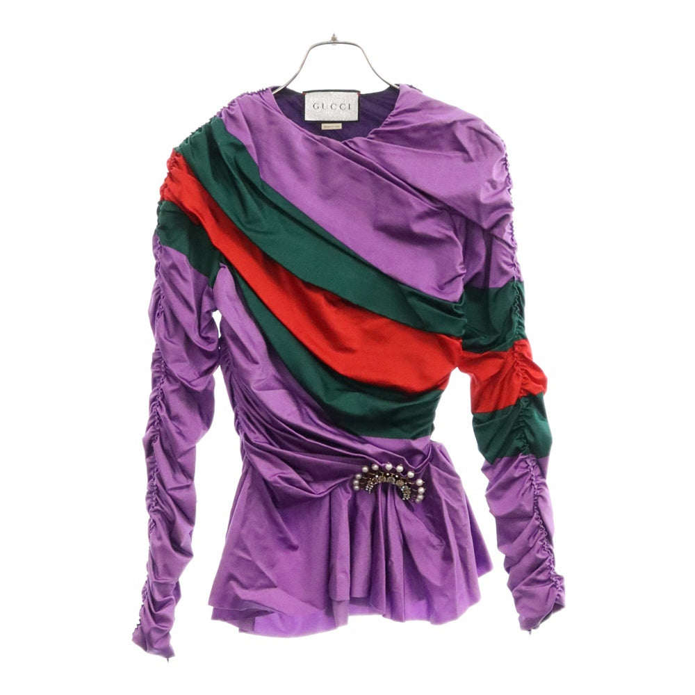 GUCCI(グッチ) ×BALENCIAGA バレンシアガ ギャザー ブリーチ カットソー レディース 677041 ZAH7C パープル