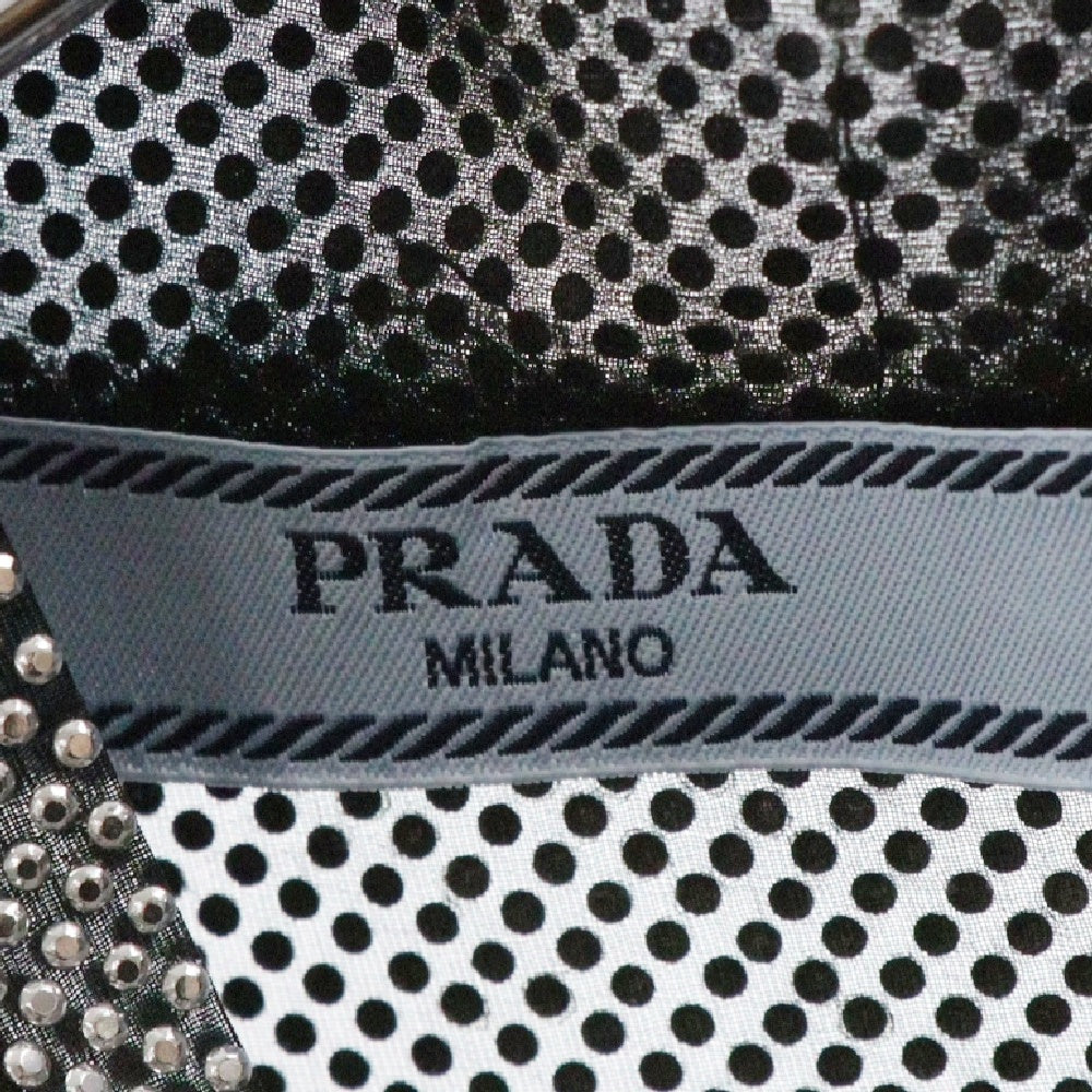 PRADA(プラダ) レディース ラインストーン ボウタイブラウス シルバー/ブラック P951IR