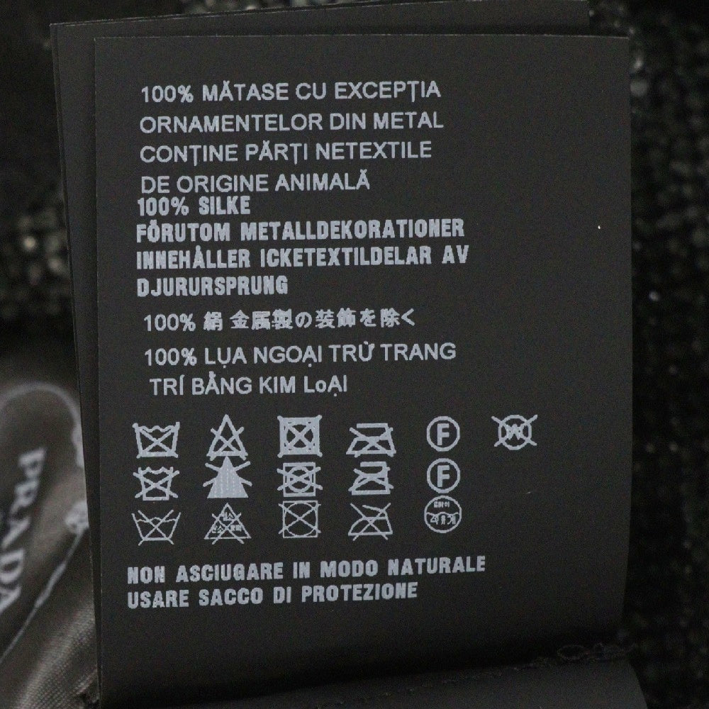 PRADA(プラダ) レディース ラインストーン ボウタイブラウス シルバー/ブラック P951IR