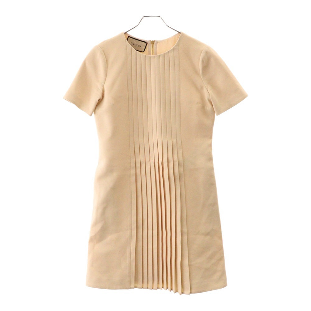 GUCCI(グッチ) レディース シルク ウール プリーツ 半袖ワンピース アイボリー 681380 ZAD88