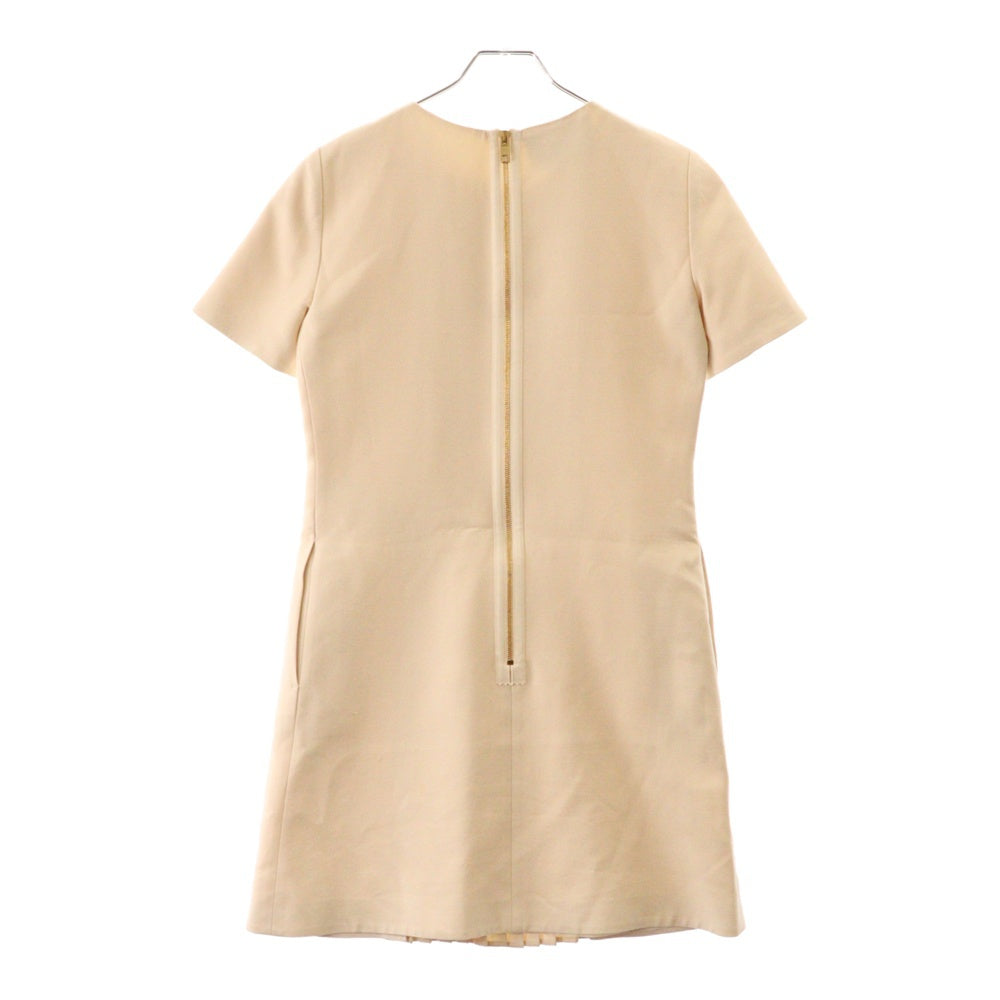 GUCCI(グッチ) レディース シルク ウール プリーツ 半袖ワンピース アイボリー 681380 ZAD88