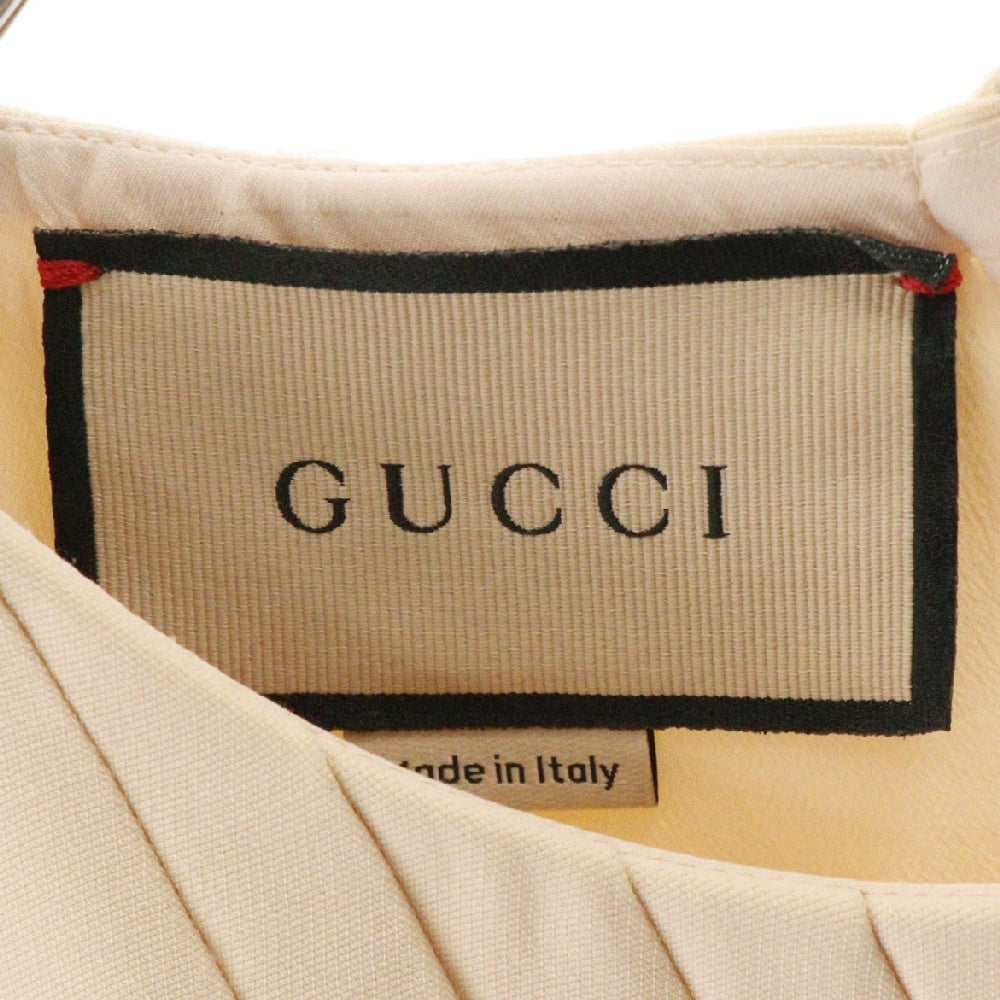 GUCCI(グッチ) レディース シルク ウール プリーツ 半袖ワンピース アイボリー 681380 ZAD88