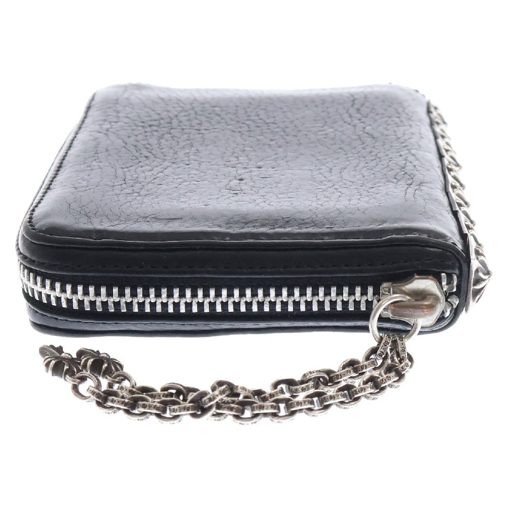 CHROME HEARTS(クロムハーツ) 3 SIDE ZIP 3サイドジップ サイドピラミッドスタッズレザーウォレット財布 ブラック