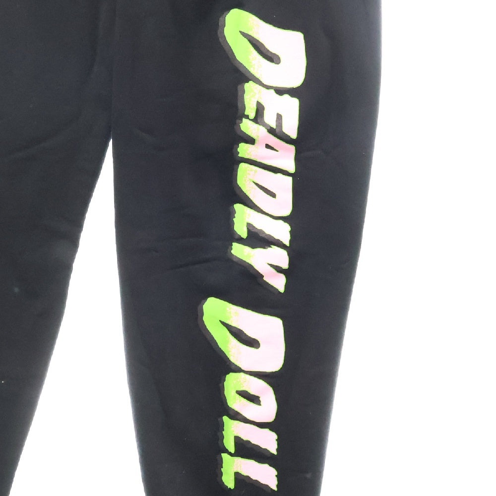 Deadly Doll(デッドリードール) Watermelon Sweatpants ロゴプリントスウェットパンツ ブラック