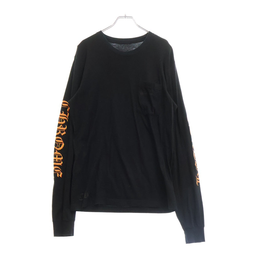 CHROME HEARTS(クロムハーツ) Striped Dagger L/S Tee ストライプ柄 両面プリント クルーネック 長袖Tシャツ ブラック/イエロー/レッド