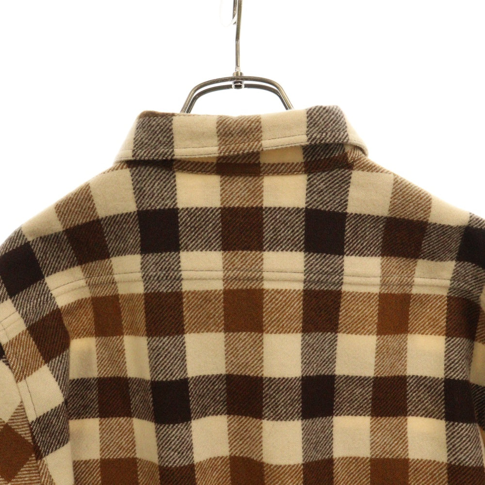 CELINE(セリーヌ) チェックルーズウール長袖シャツ ベージュ 2C510943L