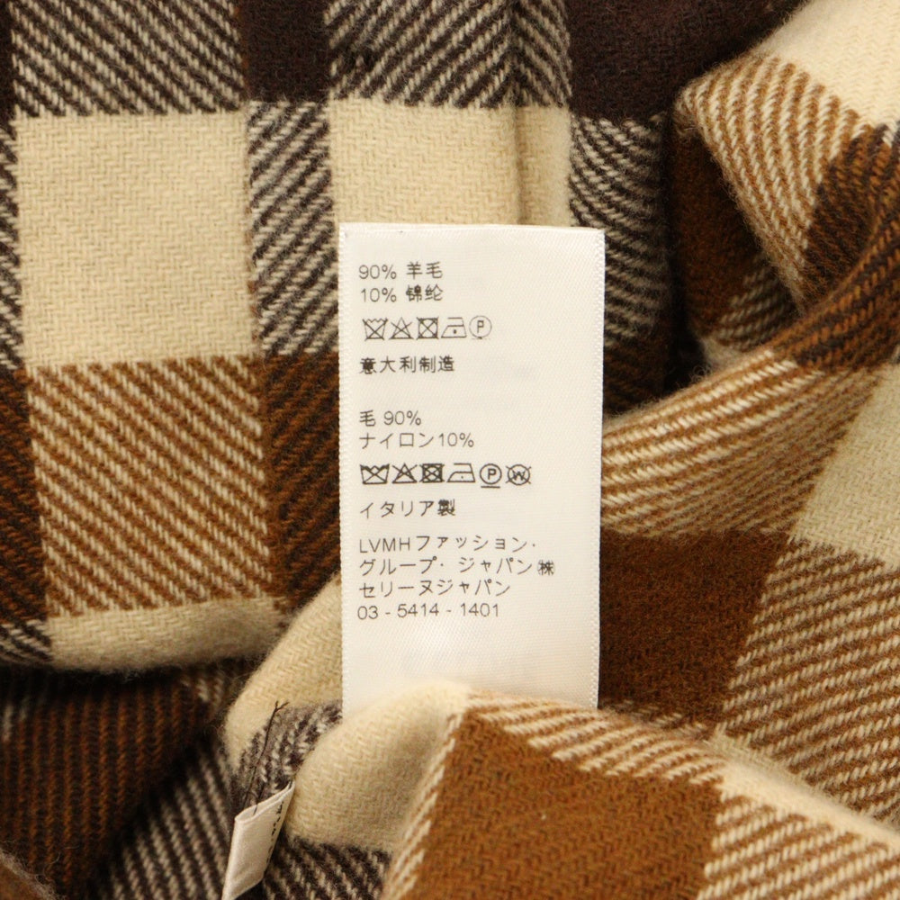 CELINE(セリーヌ) チェックルーズウール長袖シャツ ベージュ 2C510943L