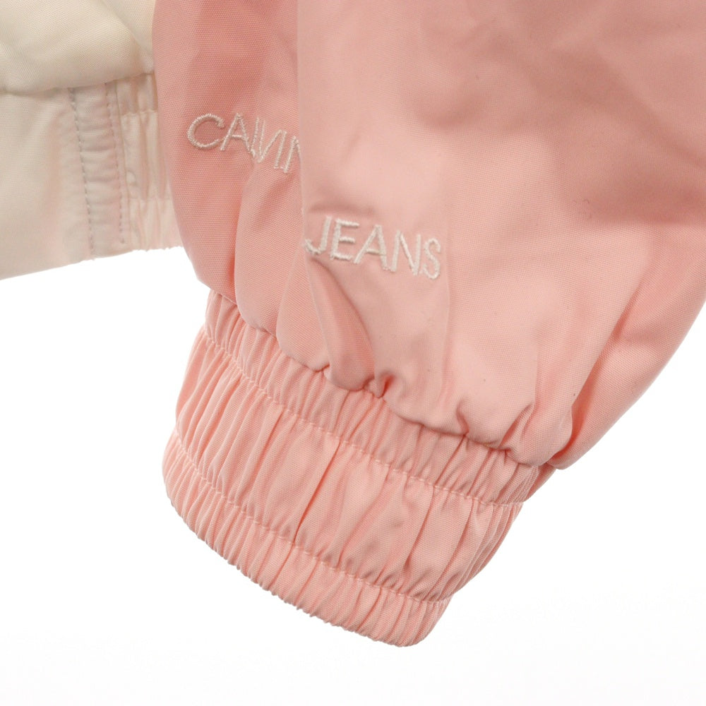 Calvin Klein Jeans(カルバンクラインジーンズ) ウインドブレーカー フード付き トラックジャケット ホワイト/ピンク