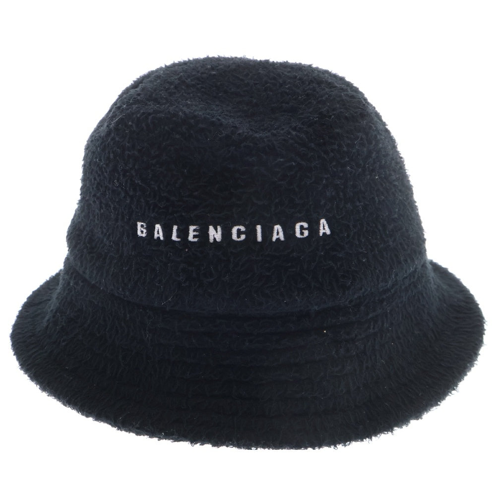 BALENCIAGA(バレンシアガ) 24AW Fleece Bucket Hat ロゴ刺繍 フリース バケットハット ブラック 808397 4E7B3