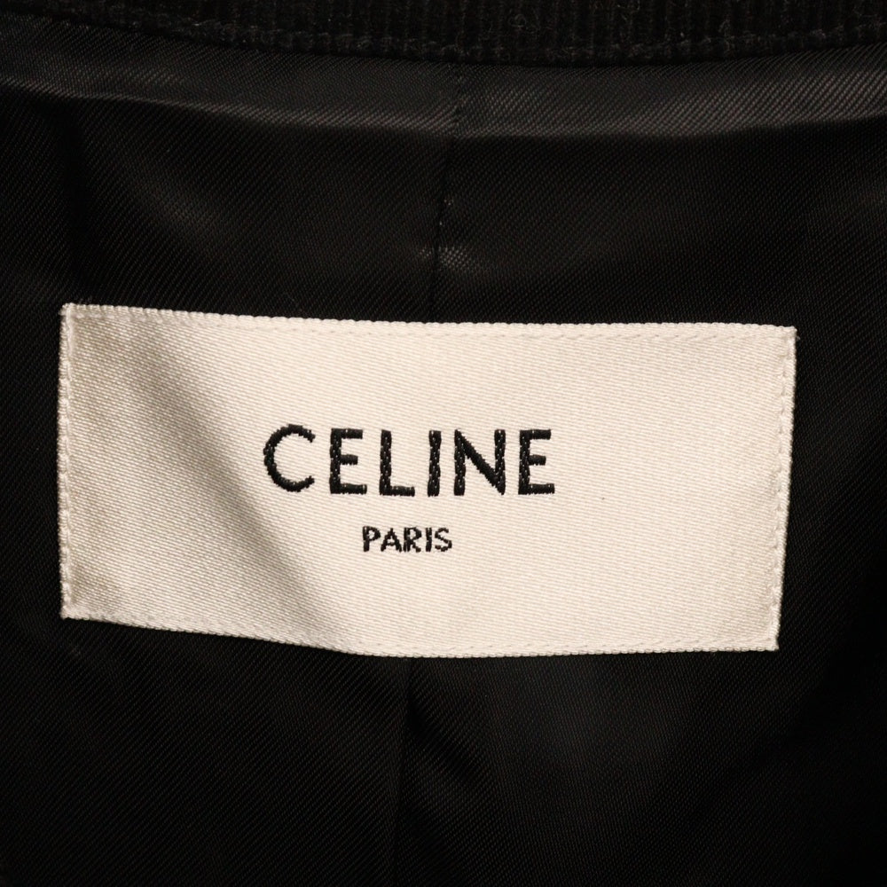 CELINE(セリーヌ) コーデュロイ テディジャケット サテン切替 ブラック 2V191865D