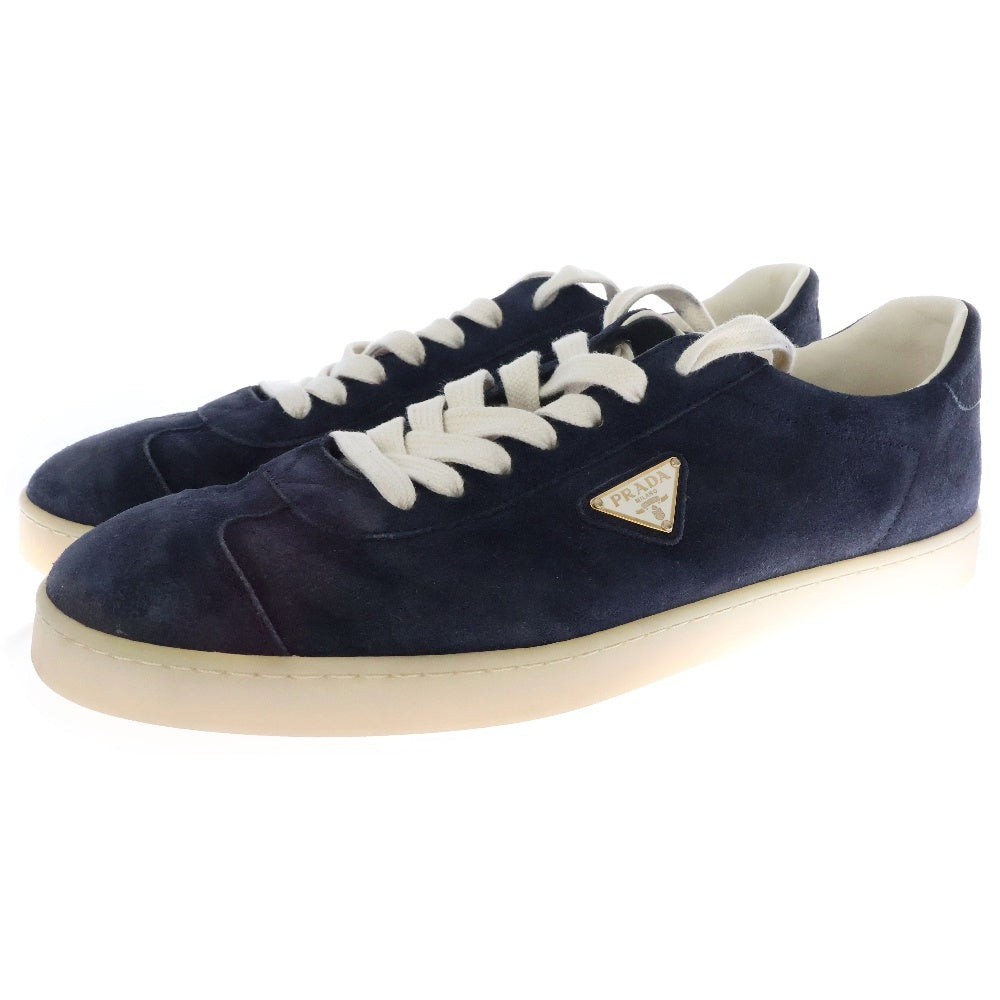 PRADA(プラダ) 三角ロゴプレート スエード ローカットスニーカー ネイビー 2EE394