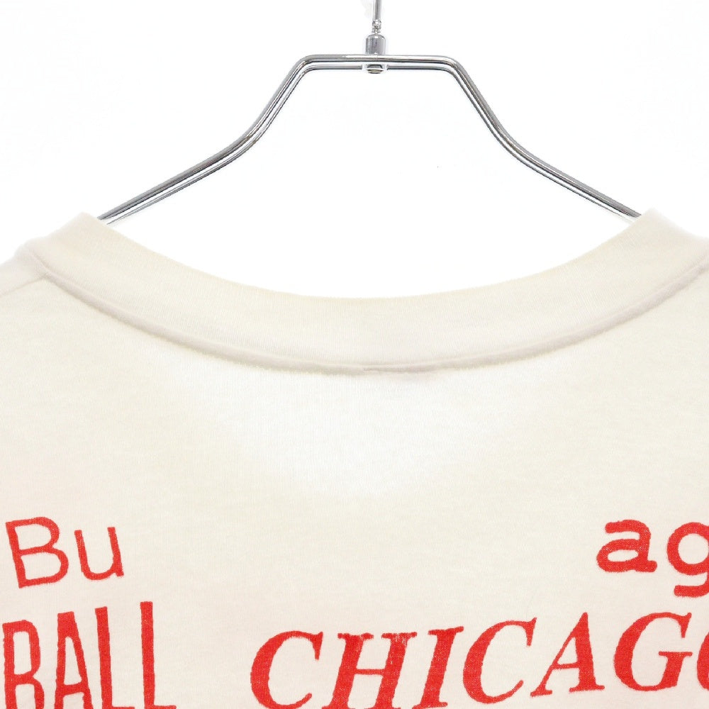 VINTAGE(ヴィンテージ) 80s Chicago Bulls Championタグ 総柄プリント クルーネック 半袖Tシャツ ホワイト