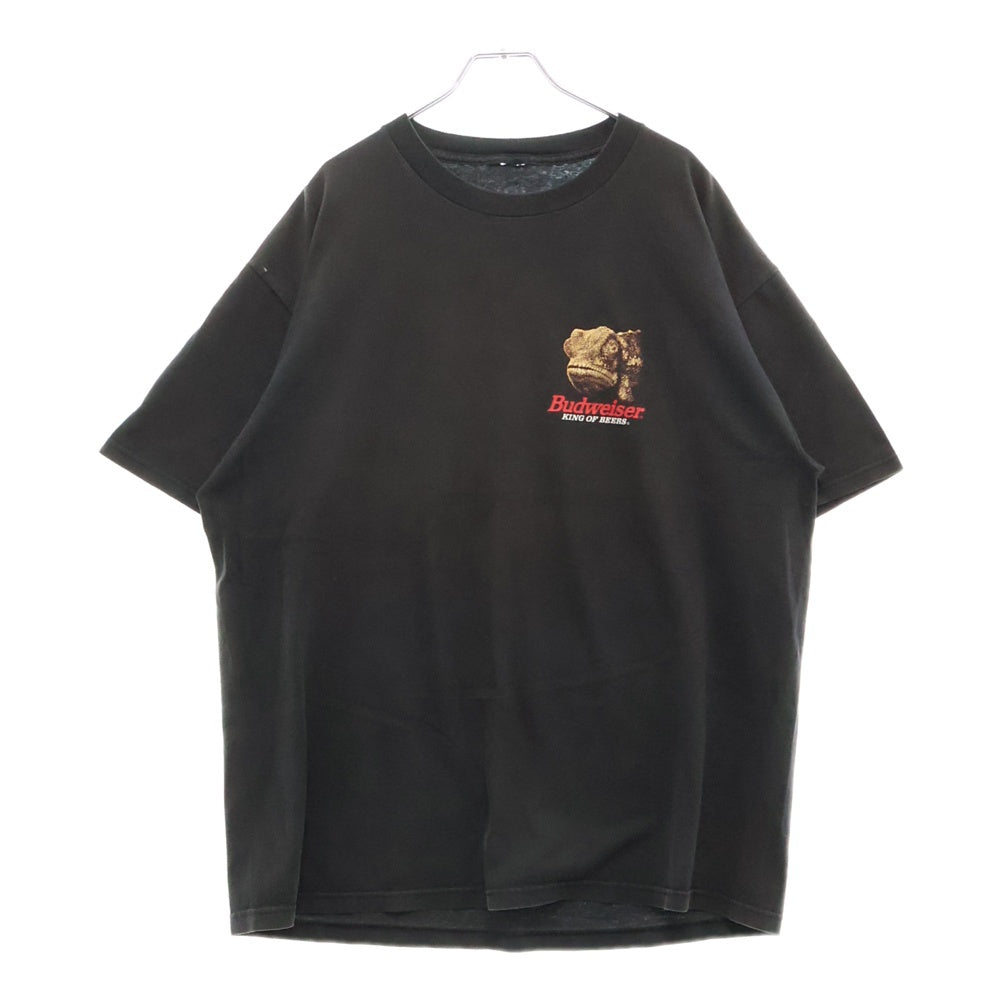 VINTAGE(ヴィンテージ) 90s Budweiser CHAMELEON バドワイザー カメレオン 両面プリント クルーネック 半袖Tシャツ ブラック