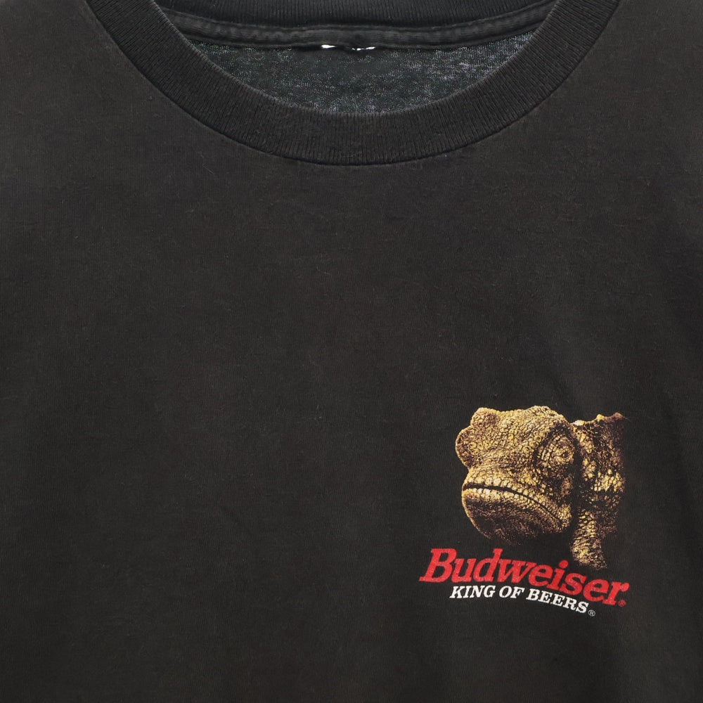 VINTAGE(ヴィンテージ) 90s Budweiser CHAMELEON バドワイザー カメレオン 両面プリント クルーネック 半袖Tシャツ ブラック