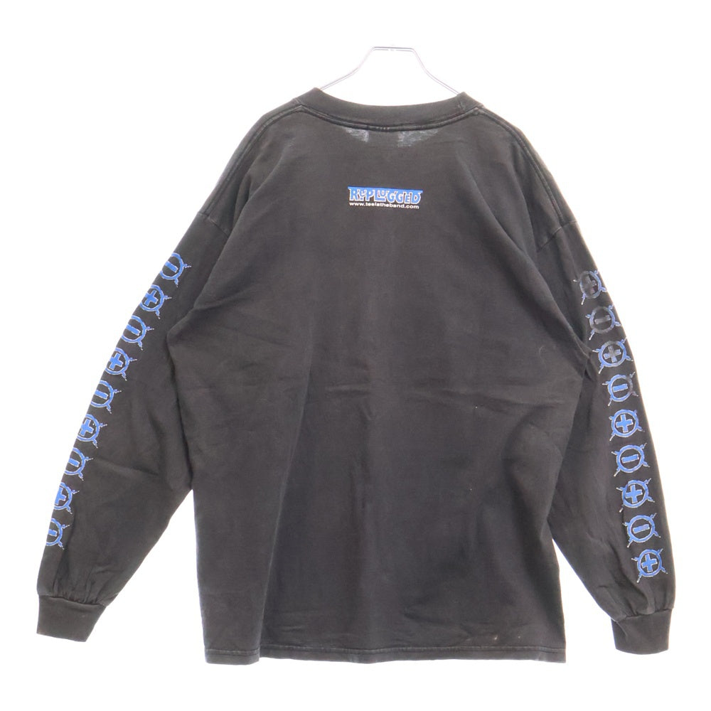 VINTAGE(ヴィンテージ) 90s TESLA Long Sleeve Tee テスラ 袖プリント 長袖Tシャツ バンドT ブラック/ブルー