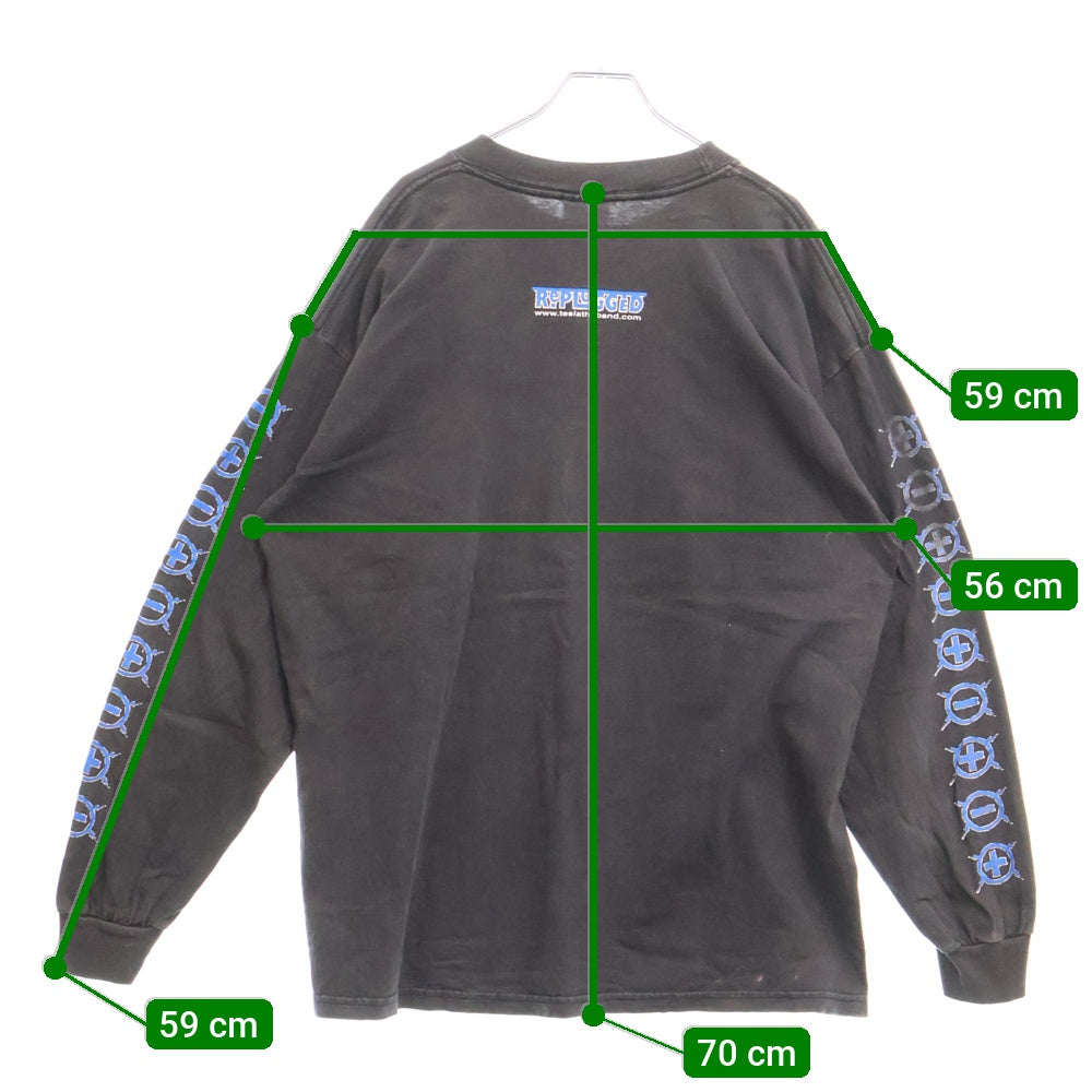 VINTAGE(ヴィンテージ) 90s TESLA Long Sleeve Tee テスラ 袖プリント 長袖Tシャツ バンドT ブラック/ブルー